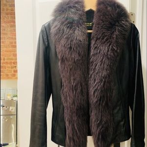 Real lambskin real fox fur jacket